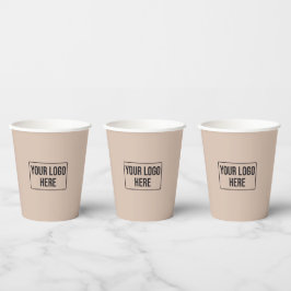Minimales Business-Logo Einfacher Beige-Kaffee Pappbecher