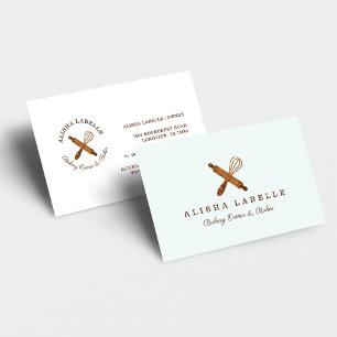 Minimales Button- und Whisk-Bäckerei-Logo aus Holz Visitenkarte