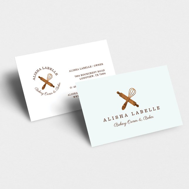 Minimales Button- und Whisk-Bäckerei-Logo aus Holz Visitenkarte (Von Creator hochgeladen)