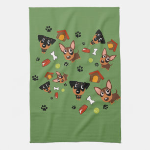 Minimales Buttonüberall Miniaturpinscher-Tuch Geschirrtuch
