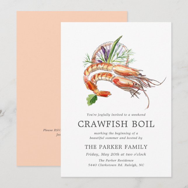 Minimales Crawfish Boil Party Einladung (Vorne/Hinten)