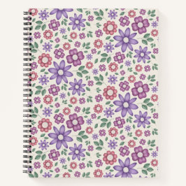 minimales creme-farbenes fantastisches Blumenmuste Notizbuch
