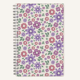 minimales creme-farbenes skurriles Blumenmuster Notizbuch