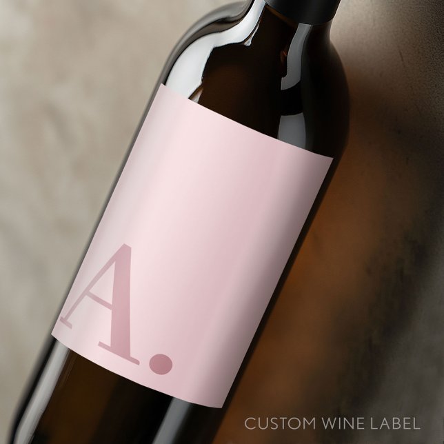 Minimales Design mit großer moderner Monogram Rose Weinetikett (Custom Wine Bottle Label - Personalize a Sticker for a fun gift or memento)