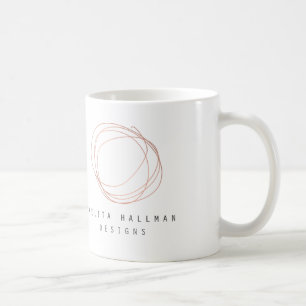 Minimales Designer-Scribble-Logo in Rose Gold Kaffeetasse