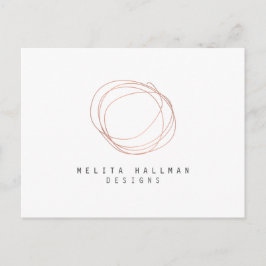 Minimales Designer-Scribble-Logo in Rose Gold Postkarte
