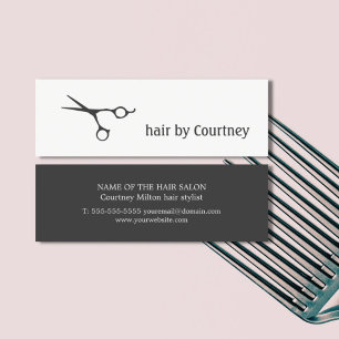 Minimales dunkelgraues Weiß Scissor Haar-Stylisten Mini Visitenkarte