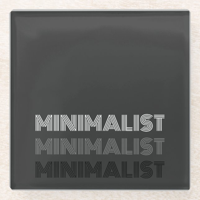 minimales, einfaches, modernes Textmonochrome Glasuntersetzer (Vorderseite)