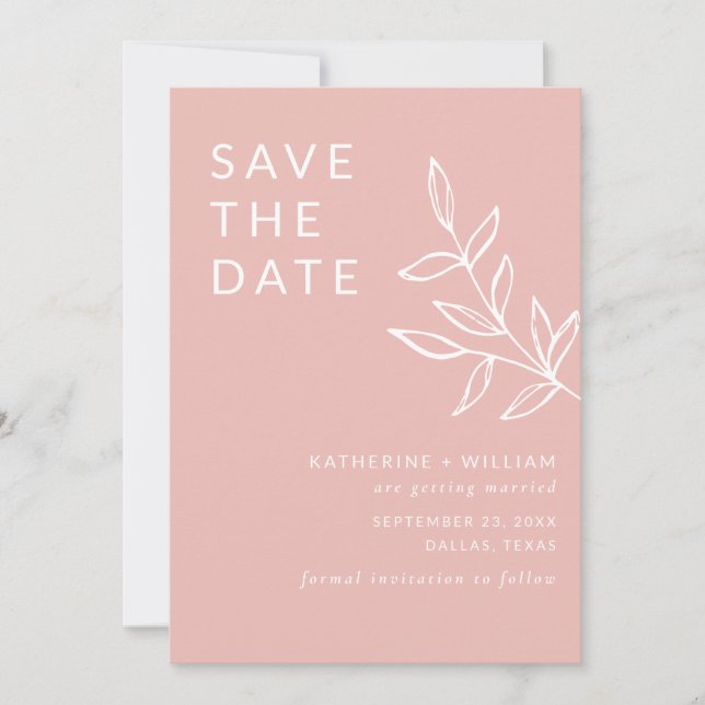 Minimales elegantes Rosa-Save the Date-Foto Save The Date (Vorderseite)