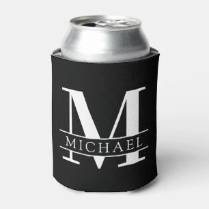 Minimales fett Monogramm mit Name   Schwarz Dosenkühler