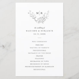 Minimales formales Monogramm-Hochzeitsprogramm