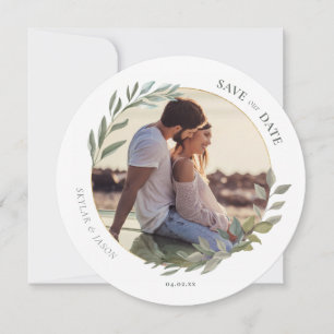 Minimales Foto für Aquarellfolien und Gold Save The Date