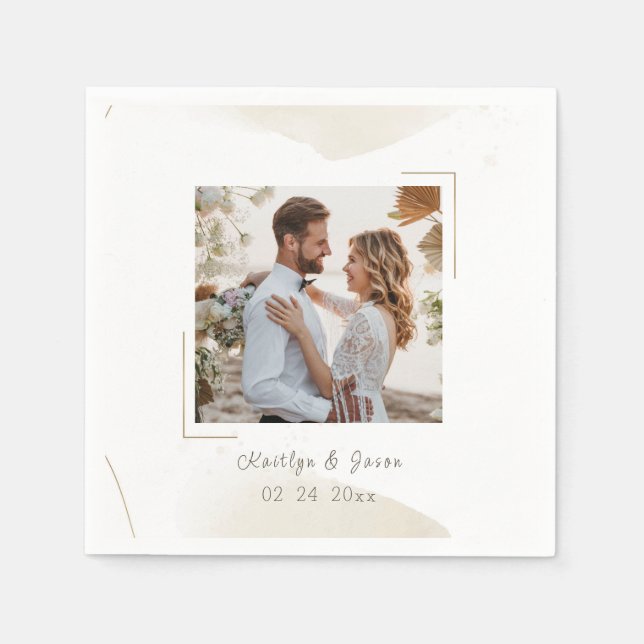 Minimales Foto für Hochzeitsschick Serviette (Vorderseite)