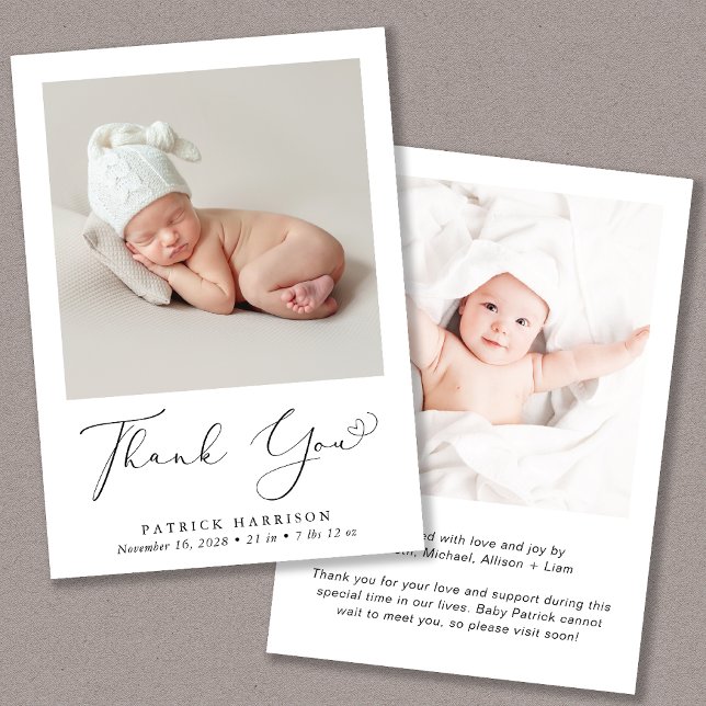 Minimales Foto Vielen Dank für Ihre Geburt Ankündigung (A beautiful and unique way to thank family and friends and introduce them to your precious baby)