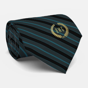 Minimales gerahmtes Goldmonogramm-aquamariner   Krawatte