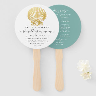 Minimales Gold und Aquamarines Seashell-Hochzeitsp Fächer
