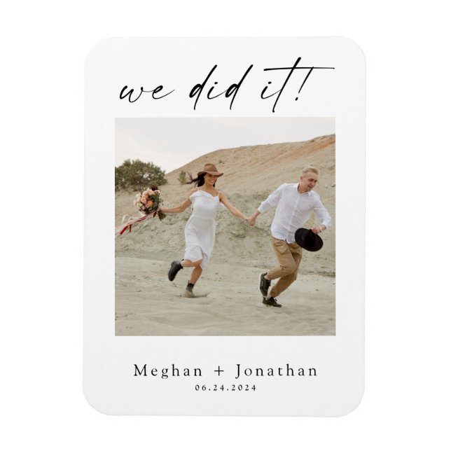 Minimales Hochzeitserlebnis Elopement Empfang Foto Magnet (Vertikal)
