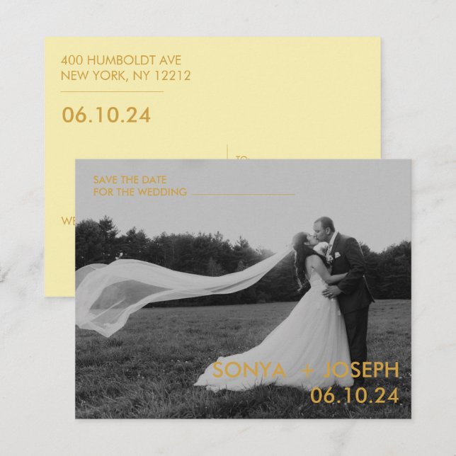 Minimales Hochzeitstil-Foto Speichern Sie die Datu (Vorne/Hinten)
