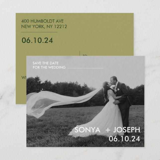 Minimales Hochzeitstil-Foto Speichern Sie die Datu (Vorne/Hinten)