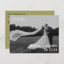 Minimales Hochzeitstil-Foto Speichern Sie die Datu