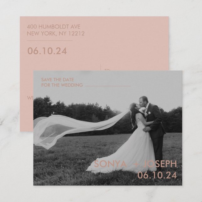 Minimales Hochzeitstil-Foto Speichern Sie die Datu (Vorne/Hinten)