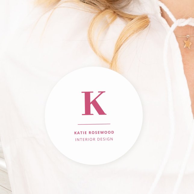 Minimales Hot Pink Modernes Typografisches Monogra Namensschild (Von Creator hochgeladen)