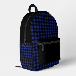 Minimales Kariertes Blau-Schwarz-Muster Bedruckter Rucksack