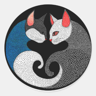 🐾 Minimales Katzen-Duo-Design für moderne Katzenl Runder Aufkleber