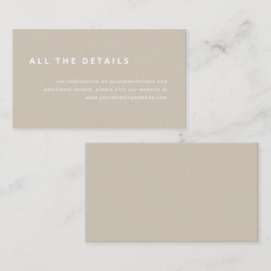 Minimales Layout Beige mit Details zur weißen Ho Begleitkarte