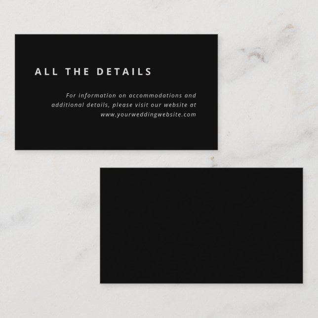 Minimales Layout | Schwarz-Grau-Hochzeitdetails Begleitkarte (Vorne/Hinten)