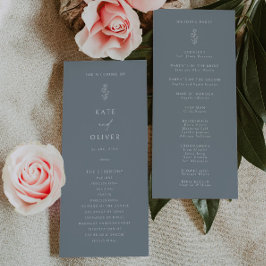 Minimales Leaf Dusty Blue Wedding Programm