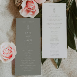 Minimales Leaf Sage Green and White Wedding Progra