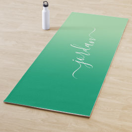 Minimales Licht für dunkelgrüne Hintergrundschrift Yogamatte