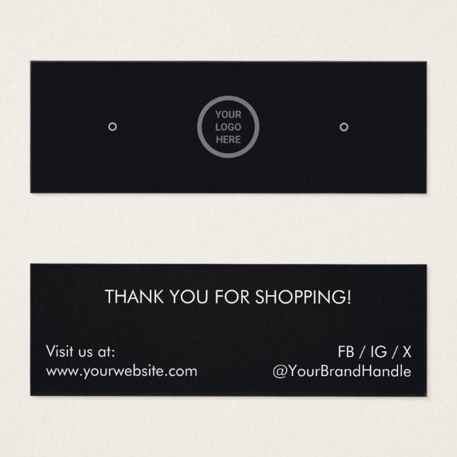 Minimales Logo-Schmuckdisplay mit schwarzem Ohrrin (Vorne & Hinten)