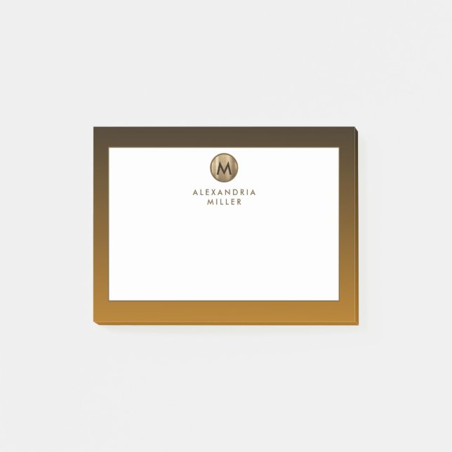 Minimales Luxus-Gold Monogramm Post-it Klebezettel (Vorderseite)