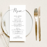 Minimales Menü für Hochzeitsskripte Menükarte<br><div class="desc">Elegante und minimale Menü-Karte für Hochzeitsessen mit modernem Skripttext.</div>