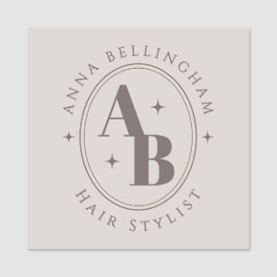 Minimales Modern Haar Stylist Name Abzeichen Monog Namensschild