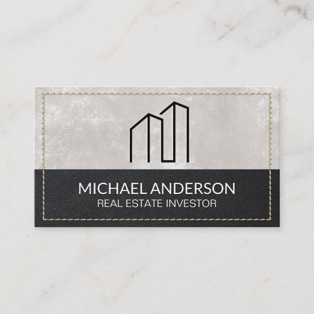 Minimales Modern-Real-Anwesen-Logo | Stielleder Visitenkarte (Vorderseite)