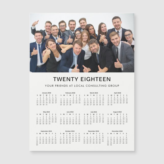 Minimales modernes | 2018 FirmenFoto-Kalender Magnetkarte (Vorderseite)