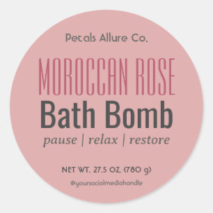 Minimales modernes, rosa-farbenes Bombenschild Runder Aufkleber