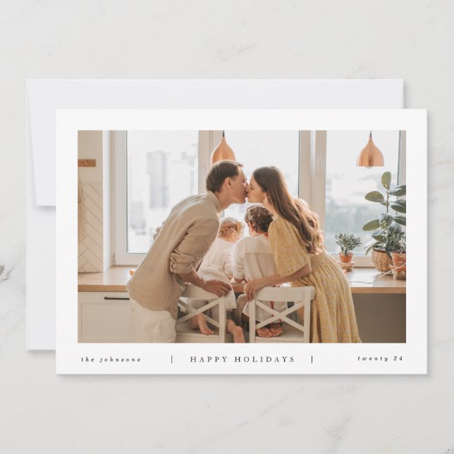 Minimales modernes weißes Foto Feiertagskarte (Vorderseite)