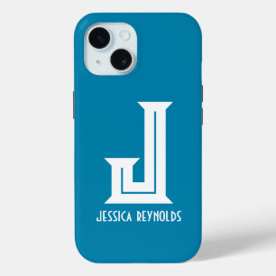 Minimales Monogramm Aquamarin Case-Mate iPhone Hülle