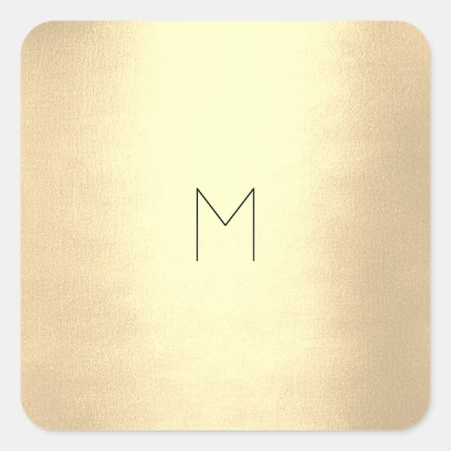 Minimales Monogramm für den Gold-Blush-Champaigne Quadratischer Aufkleber (Vorderseite)