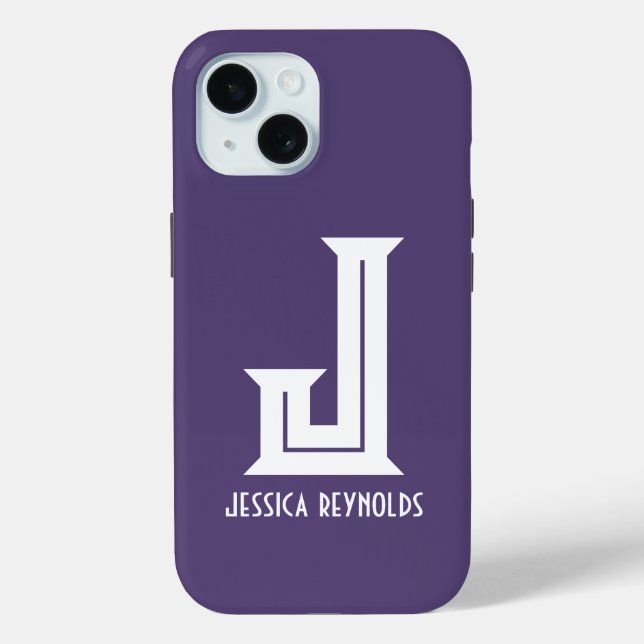 Minimales Monogramm Lila Case-Mate iPhone Hülle (Rückseite)