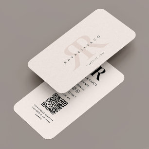 Minimales Monogramm-Logo R Modernes Pastellrosa Visitenkarte