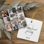 Minimales Multi-Foto Collage Familienname Monogram Keramikornament<br><div class="desc">Minimal und modern schlichte Foto-Galerie sammelt Sake Foto-Ornament. Das Design zeichnet sich durch ein schlichtes minimales Design mit einer achteckigen Collage aus,  um Ihre speziellen Fotos aus der Familie anzuzeigen. Die Rückseite ist mit Familienname,  Monogramm und Jahr personalisiert.</div>
