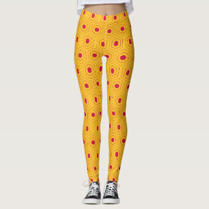 Minimales Muster mit Hexagon-Gelb-Rosa Leggings