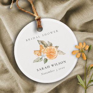 Minimales Orange Botanisches Leafy Boho Brautparty Geschenkanhänger
