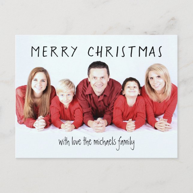Minimales Personalisiertes Weihnachtsfest Foto Postkarte (Vorderseite)