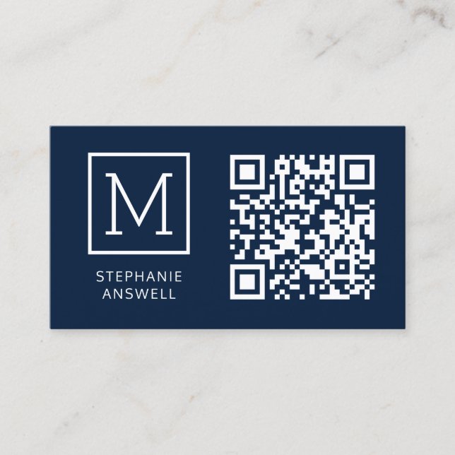 Minimales QR-Logo-Logo für Navy Beruflich Visitenkarte (Vorderseite)